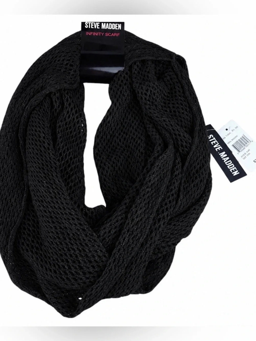 Steve Madden Black Mesh Infinity Scarf